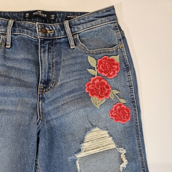 Hollister Vintage High Rise Jeans‎ Womens Size 5R Distressed Blue Rose - Picture 6 of 8